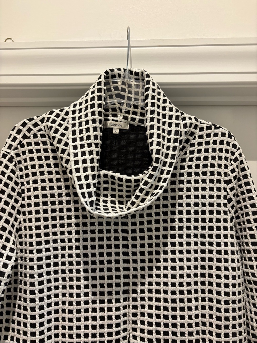 Tyler Boe Black and White Grid Cowl Sweater